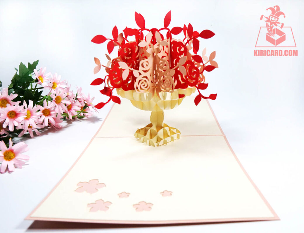 Rose Vase Pop Up Card Kiricard