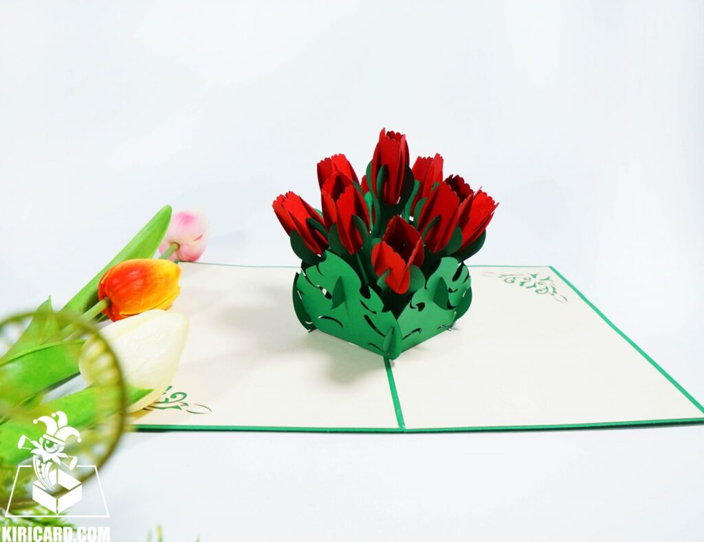 Red Tulips Pop Up Card - Kiricard