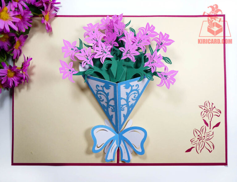 Pink Lily Bunch Pop Up Card Kiricard