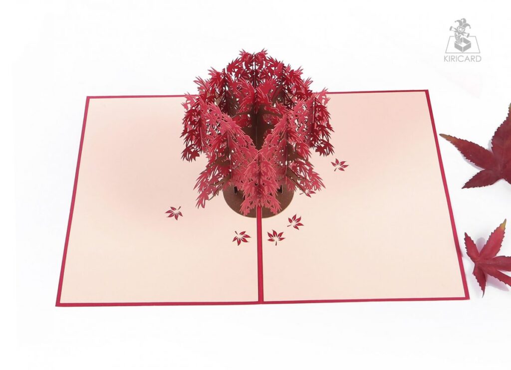 Red Maple Tree Pop Up Card - Kiricard