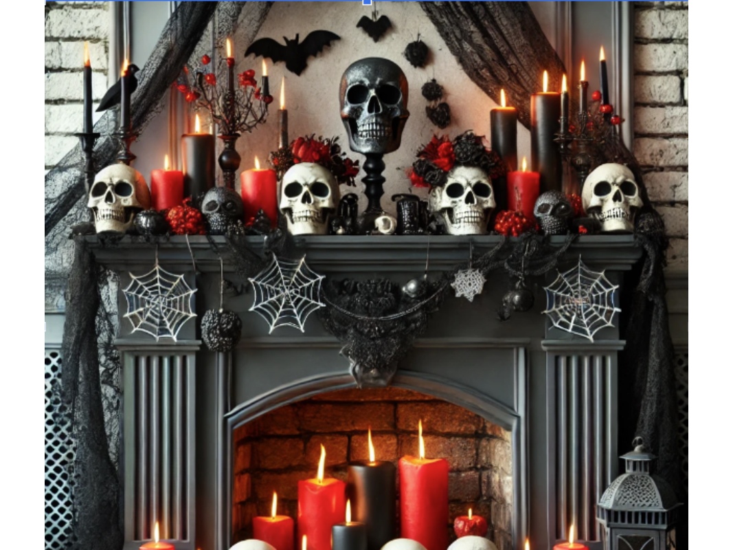 halloween-decoration-eerie-mantel-display