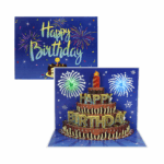 3D Happy Birthday cake card with music chip and candle detail