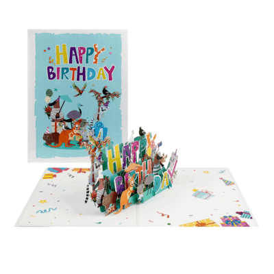 Australian animals 3D happy birthday pop-up card with kangaroo, koala