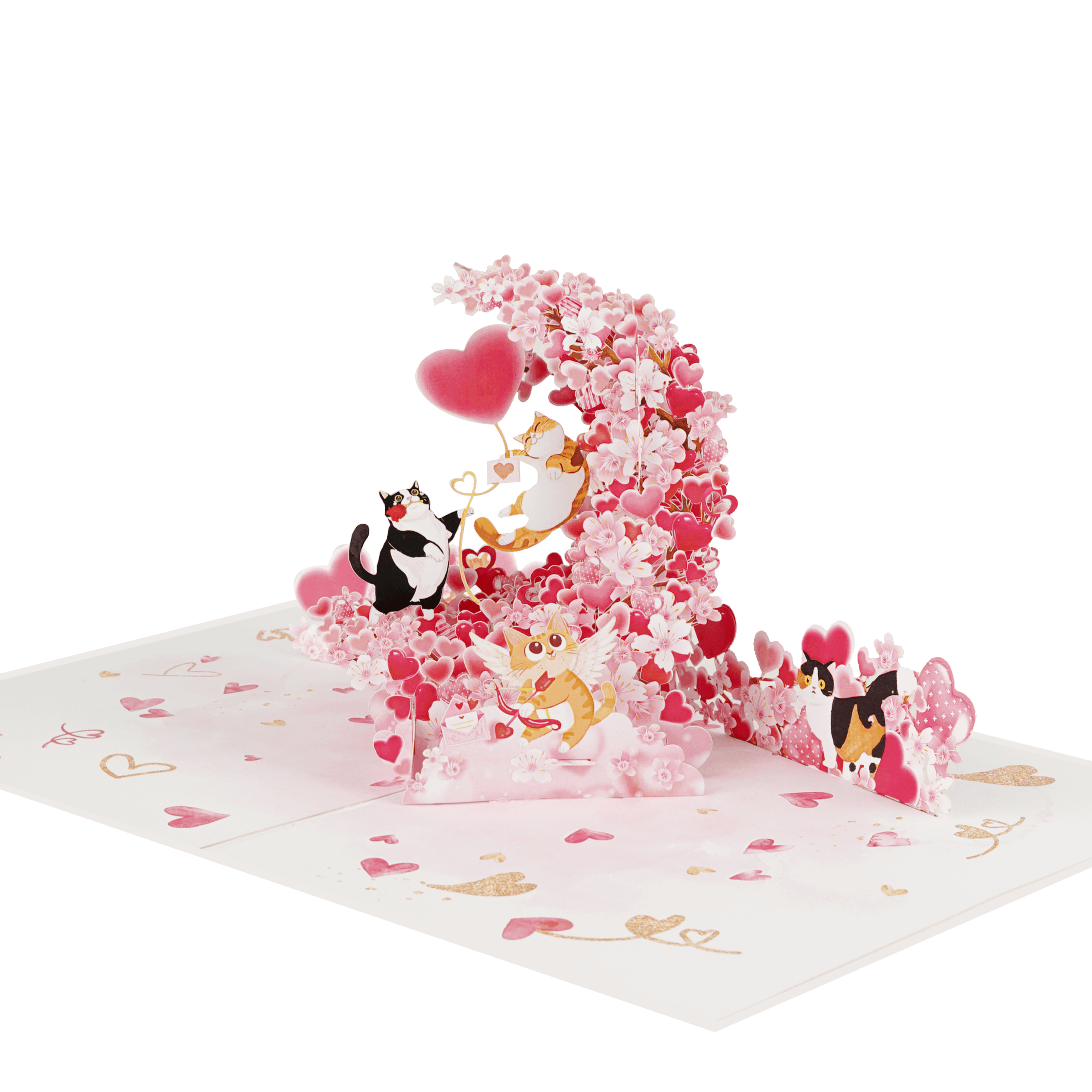 DSC04407png 3D pop-up Valentine card with cute cats, hearts, and cherry blossoms