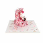 3D pop-up Valentine card with cute cats, hearts, and cherry blossoms handcrafted