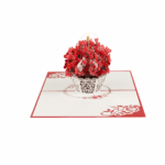 Red Heart Bloom Basket Pop-up Card - Image 3
