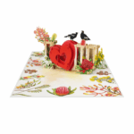 3D Pop Up Heart Card with birds and flowers