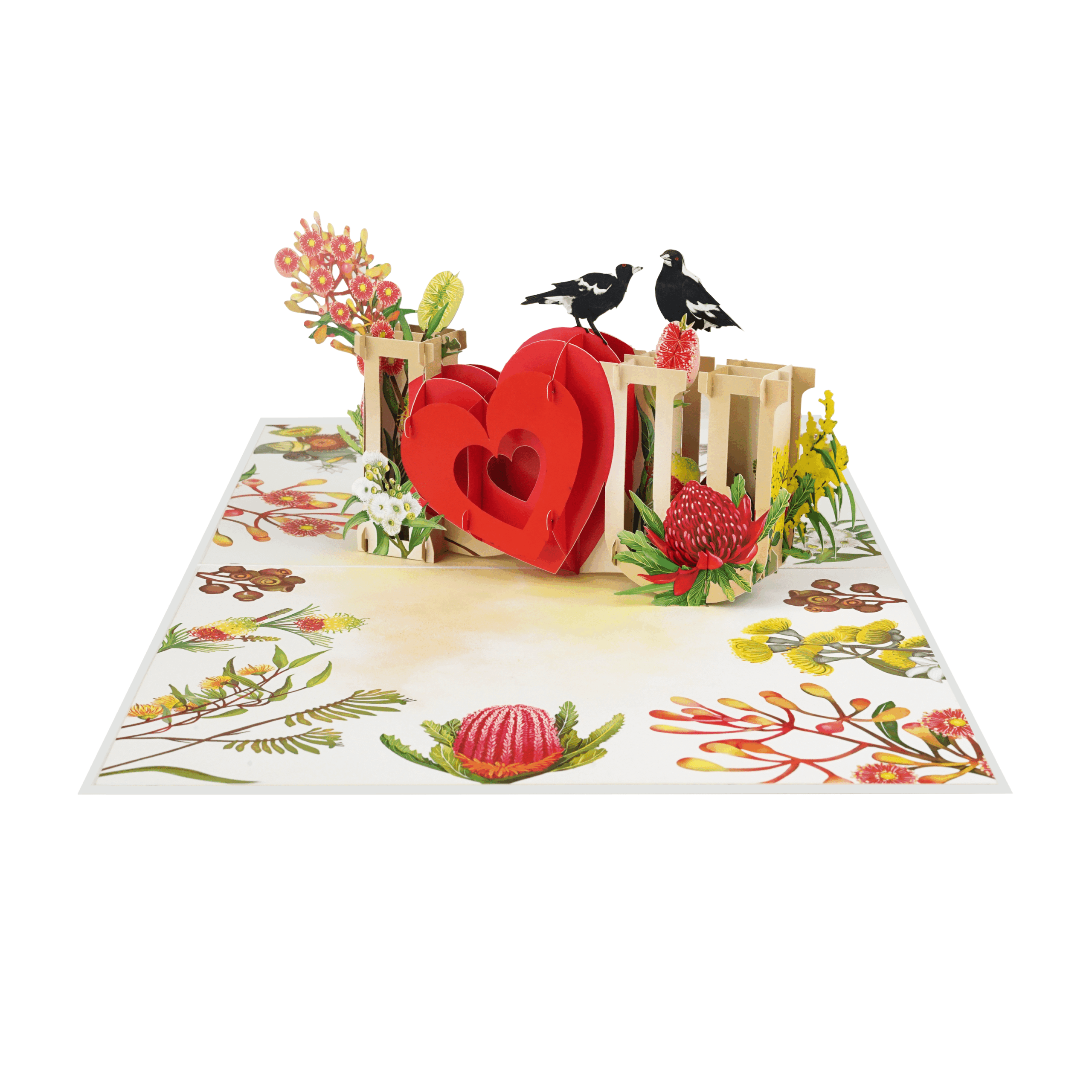 LV099 (6) 3D Pop Up Heart Card with birds and flowers