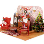 Christmas pop-up card featuring Santa and holiday decor