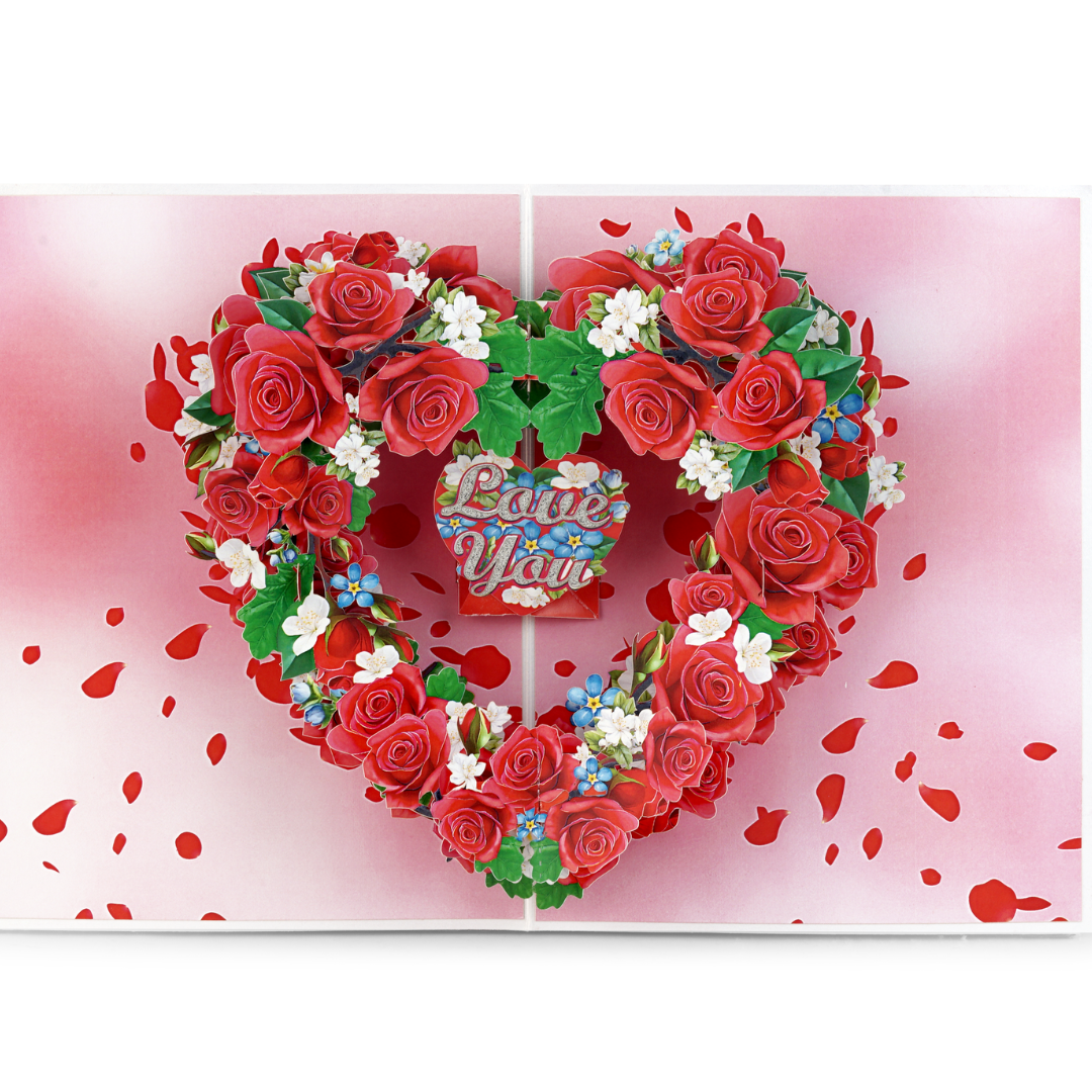 Love Rose Heart Pop-Up Card