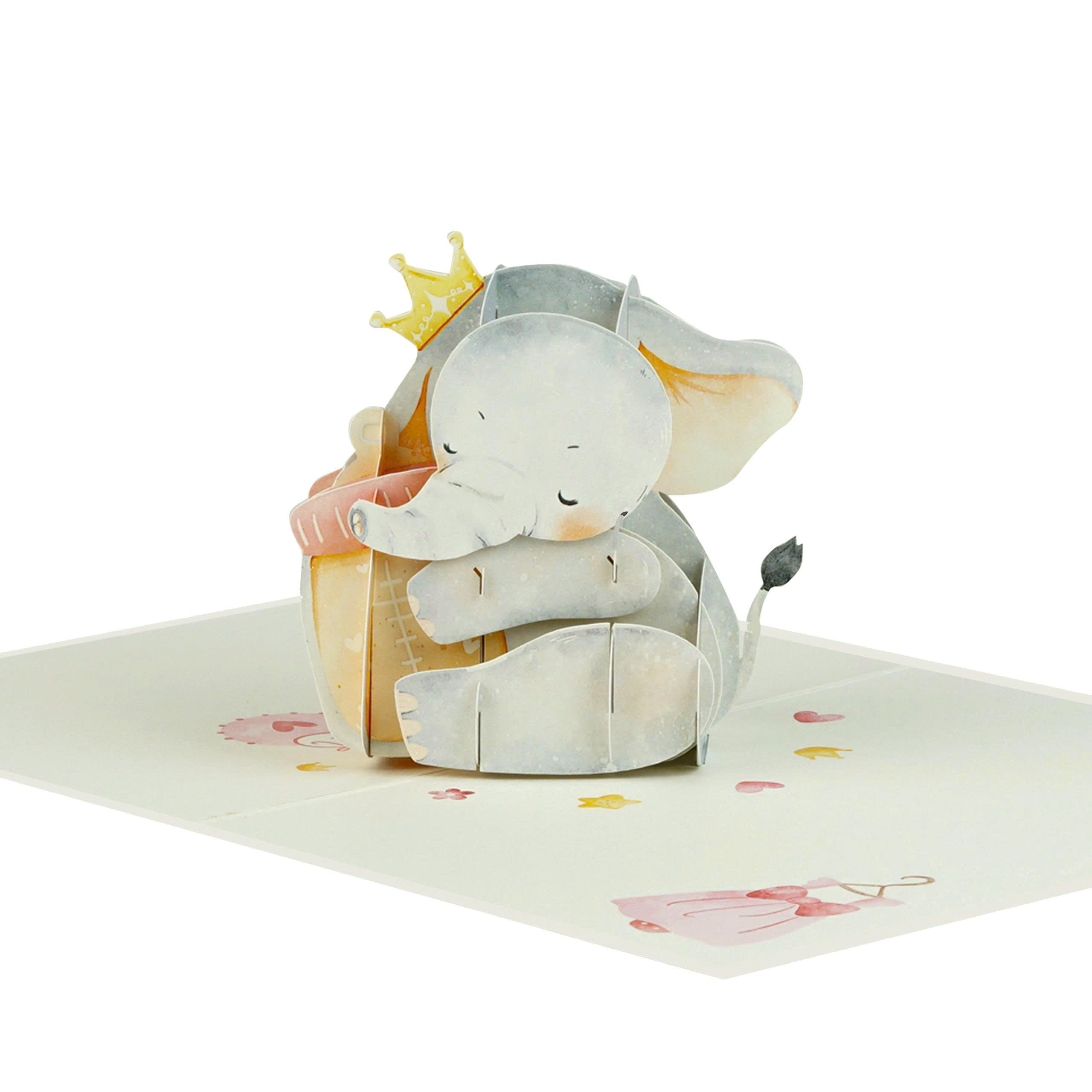 Pink Baby Elephant Pop-Up Card