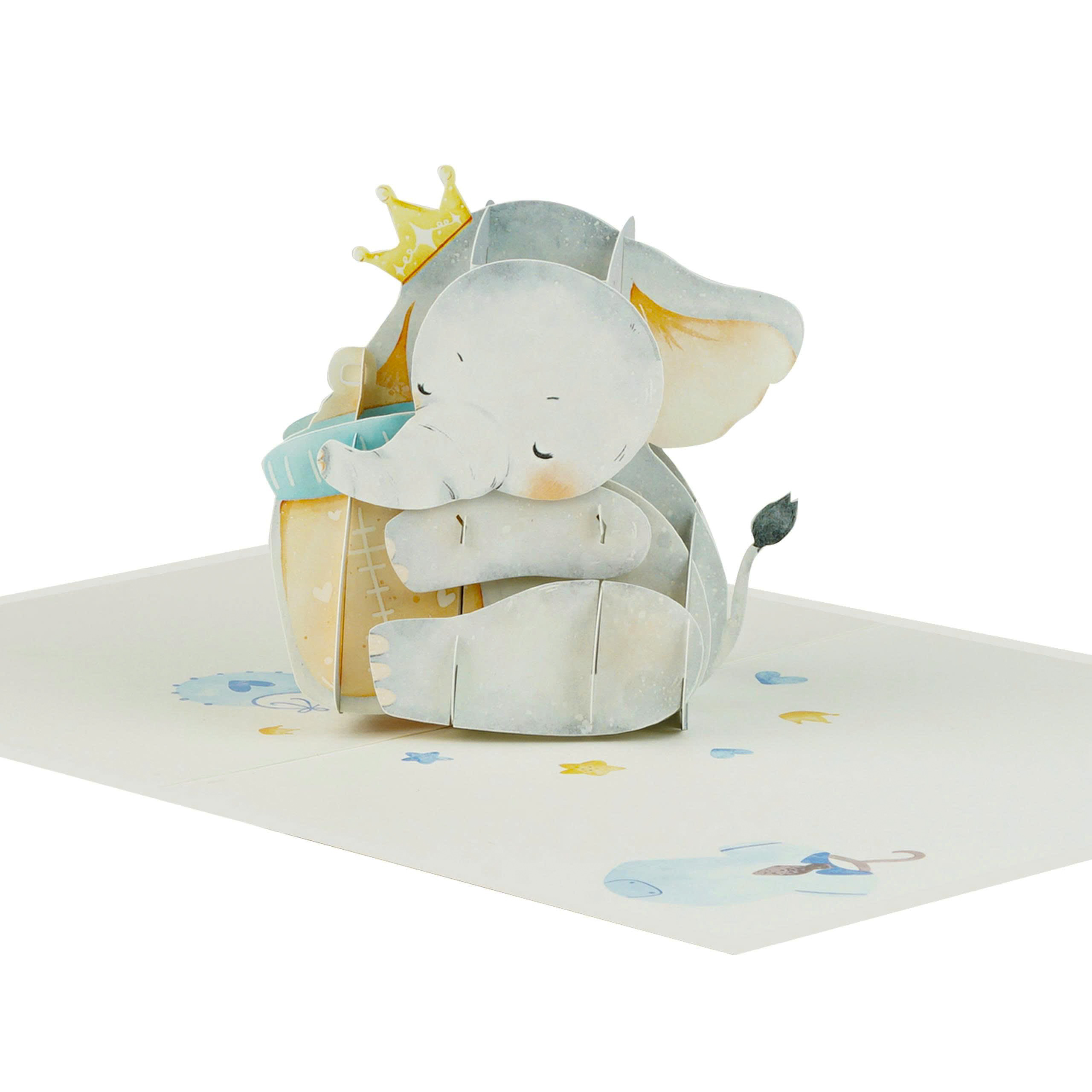 Blue Baby Elephant Pop-Up Card