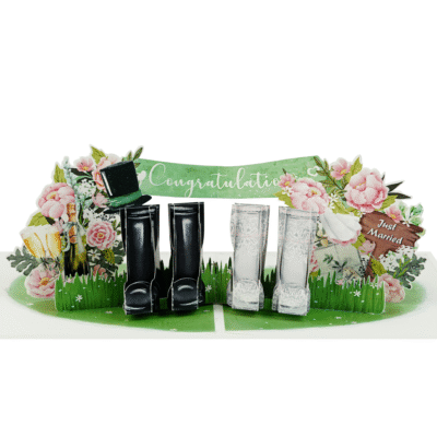 Wellington Boots Wedding Pop-Up Card