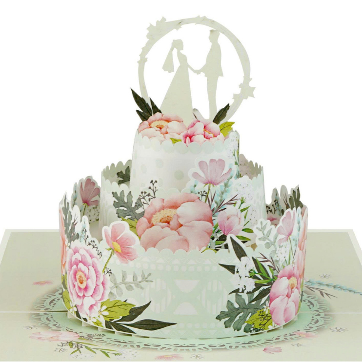 Floral Wedding Cake Pop-Up Card