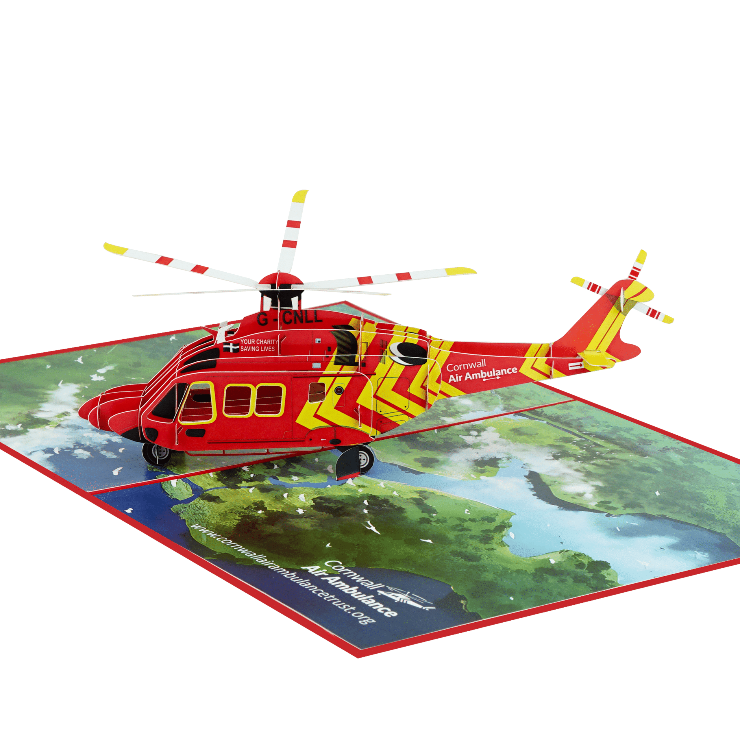 Custom 3D Pop-Up Card – Cornwall Air Ambulance Helicopter | Corporate Gift Card