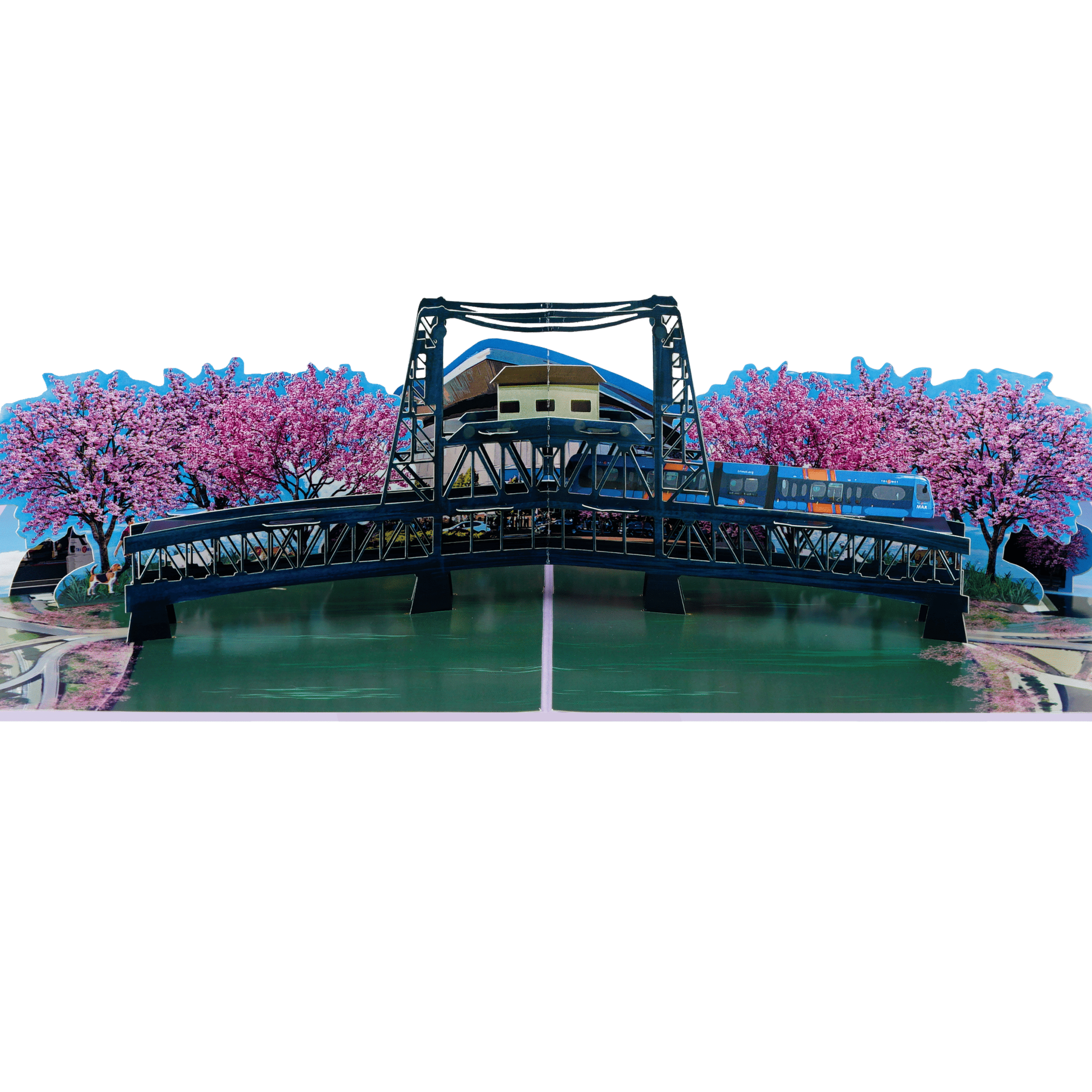 Steel Bridge Portland Pop Up Card | Custom City Landmark Card Manufacturer Vietnam