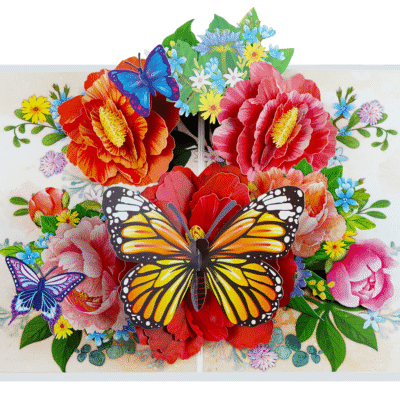butterfly-floral-3d-card Peonies with Butterflies Pop-Up Card