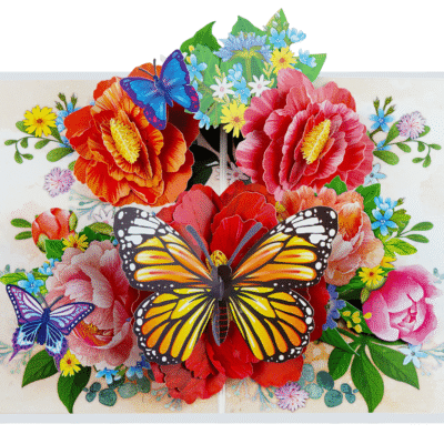 butterfly-floral-3d-card Peonies with Butterflies Pop-Up Card