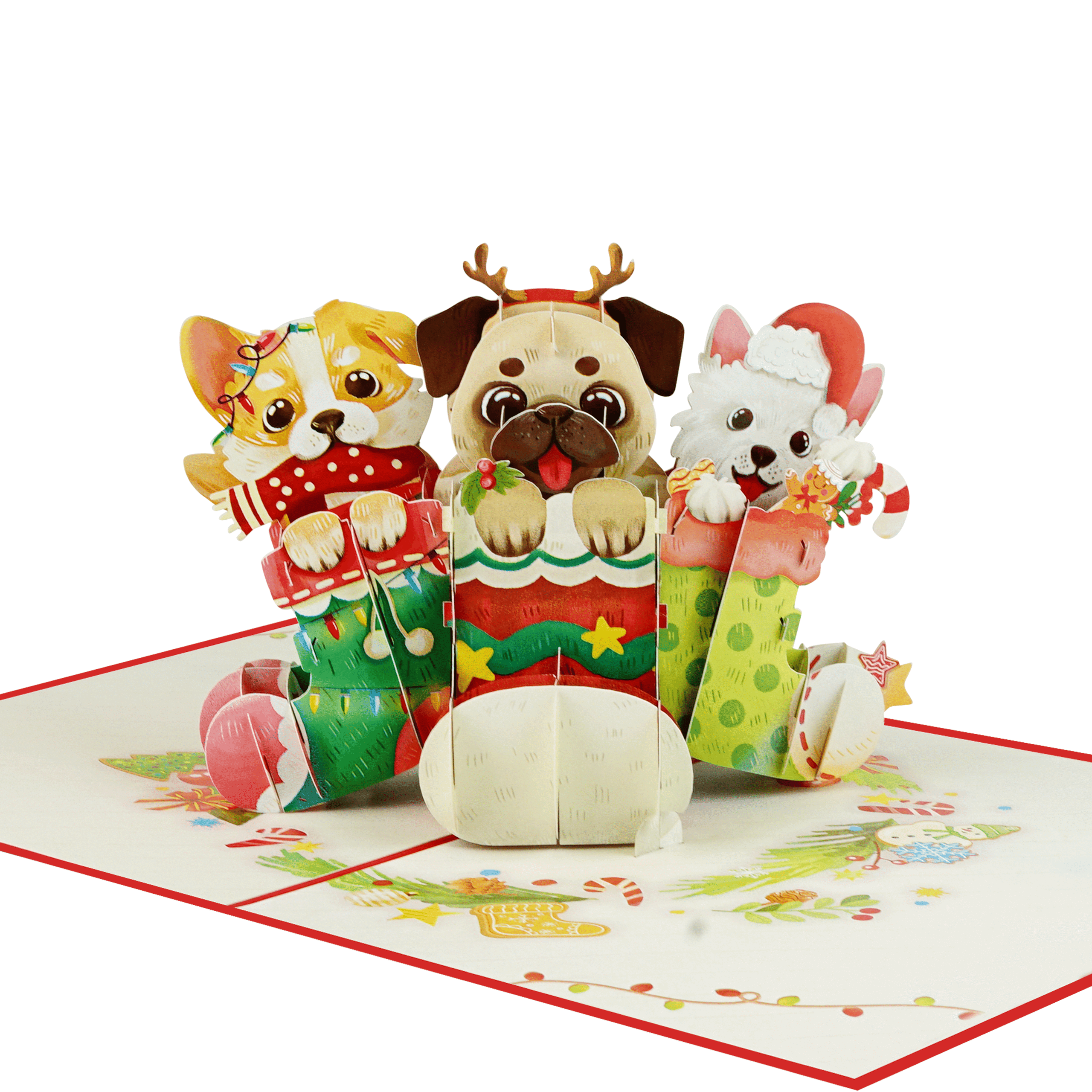 Dogs in Gift Box Pop-Up Card